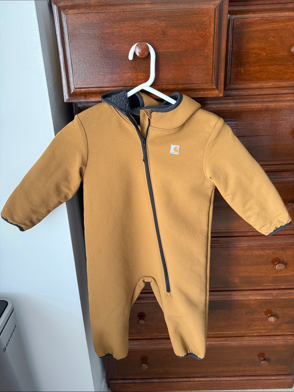Carhartt Kids Caramel Brown Hooded One-Piece Footie